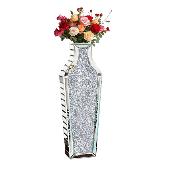 Crushed Diamond Mirrored Floor Vase