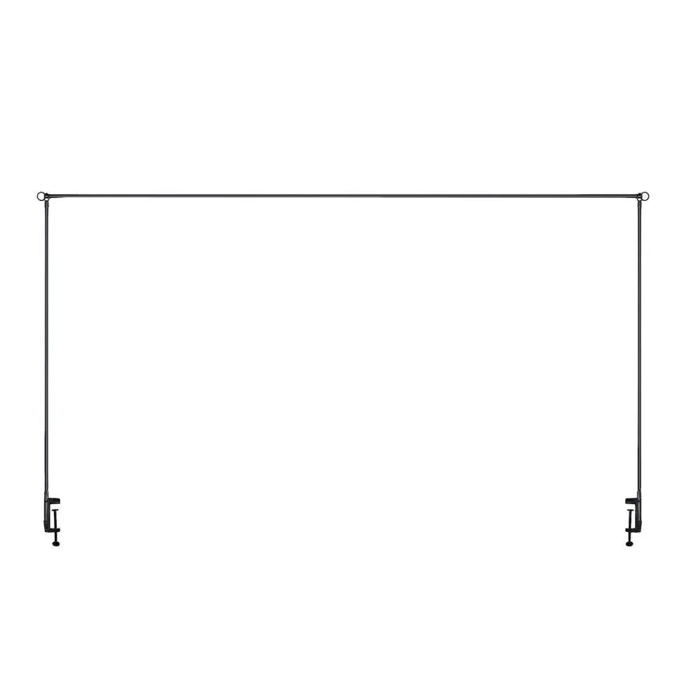 A horizontal metal bar with clamps at both ends, used as an adjustable balloon arch stand.