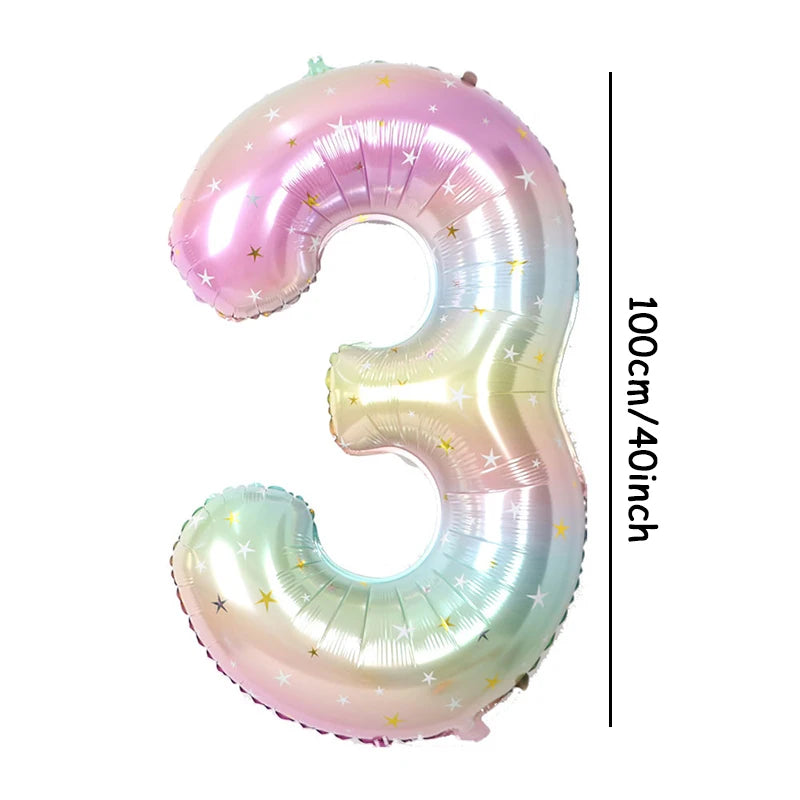 Pastel Rainbow Number Foil Balloon (40 inch)