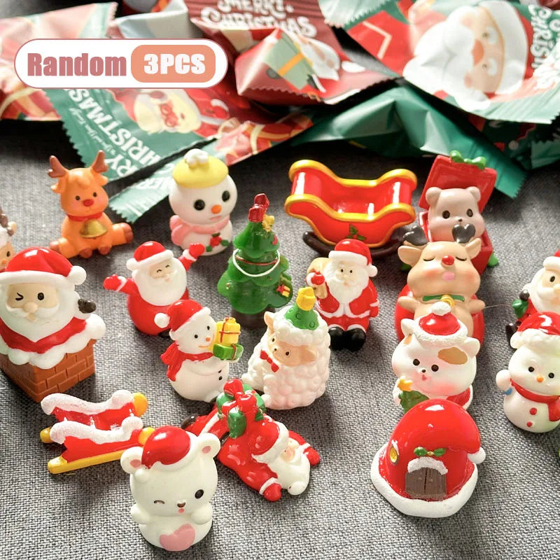 A collection of festive Santa Claus and snowman figurines for Christmas decor