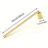 A gold-toned stainless steel candle extinguisher tool with a 16cm length and a 2.2cm head.