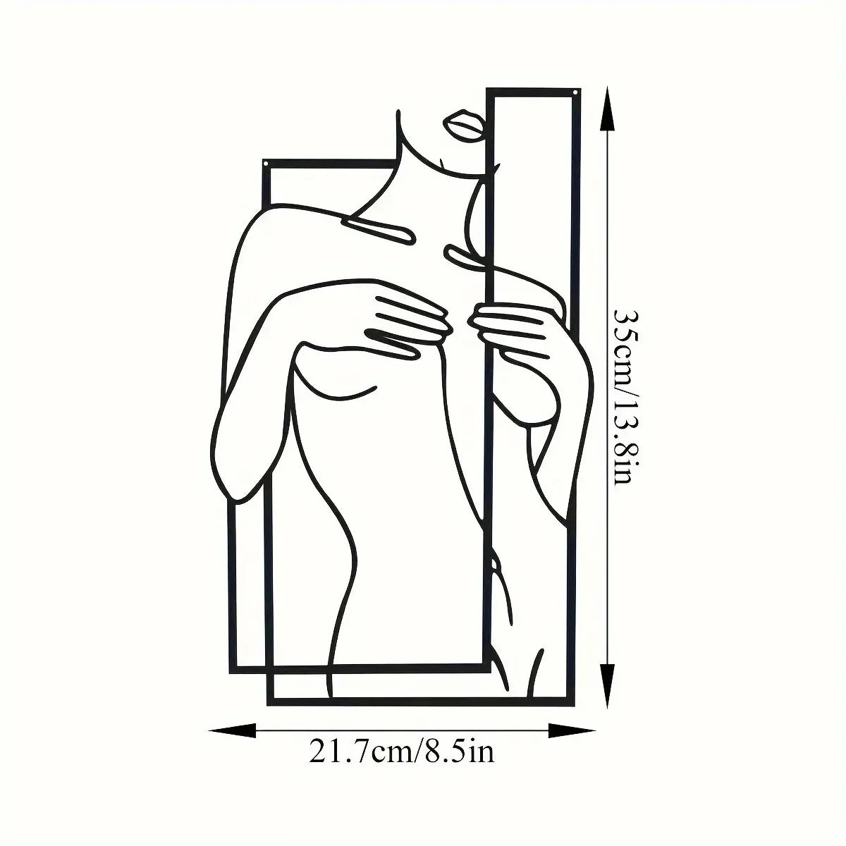 Line drawing of a female profile for minimalist abstract face metal wall art