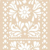 A beige background featuring white floral and geometric patterns suitable for an event backdrop.