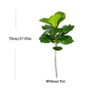 A large artificial ficus tree with green fiddle leaves shown without a pot.