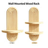 A pair of wall-mounted wooden racks featuring a vertical, ribbed design with one tier and two tiers.