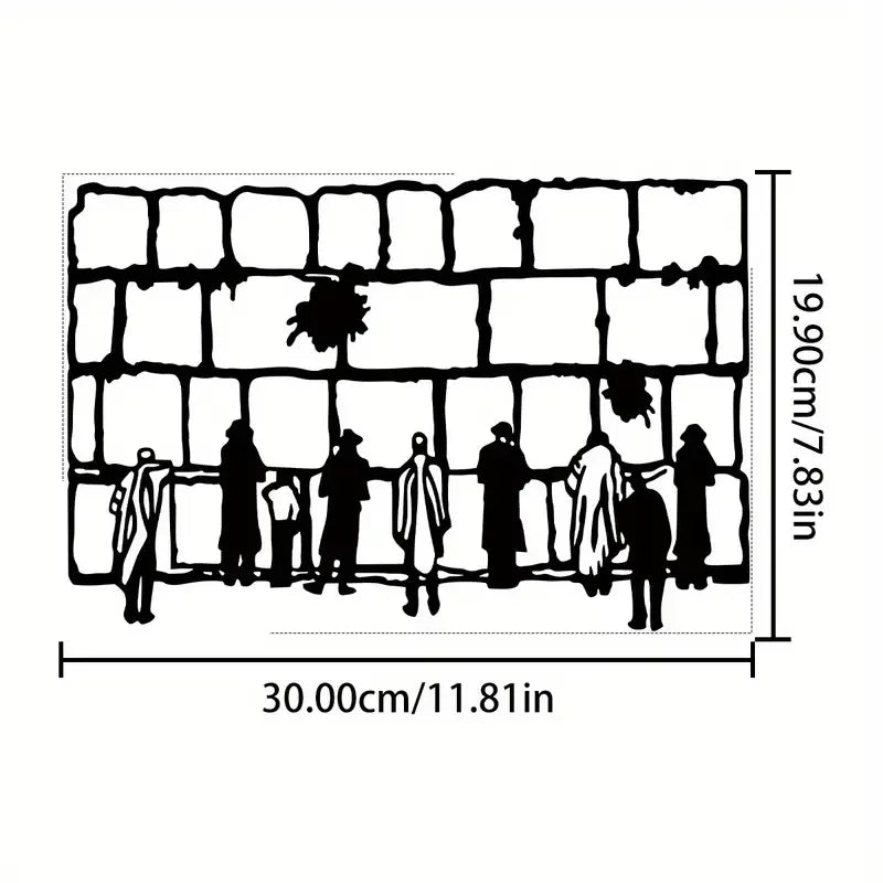 Diagramm einer dekorativen Metallgitterbegrenzung mit Menschen im Inneren.