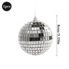 Silver disco mirror ball sphere with a pointed top, measuring 8cm/3.15in.