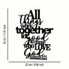 Black script text of Romans 8:28 All things work together for good to those who love God