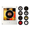 A retro NFC music box night light featuring a rotating disc and several circular discs.