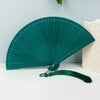 Traditional Bamboo Folding Fan with Solid Color Design