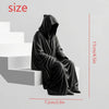 Black hooded figure bookend with a draped fabric texture shown in a side view.