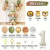A set of 40 jungle animal balloons including lion, giraffe, tiger, and various number and ribbon balloons.