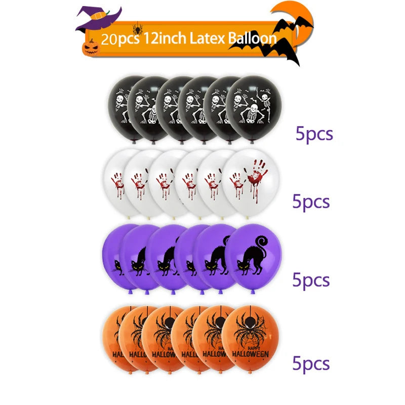 Scary Bloody Hand & Skull Latex Balloons (12-inch) for Halloween Party Decor
