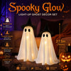 Un juego de figuras fantasma LED blancas con sombreros de bruja para decoración luminosa de Halloween