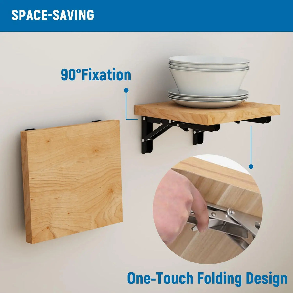 Heavy-Duty Adjustable Folding Shelf Brackets (2-Pack)