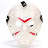 A realistic white horror animal mask with black straps and red markings for Halloween costumes.