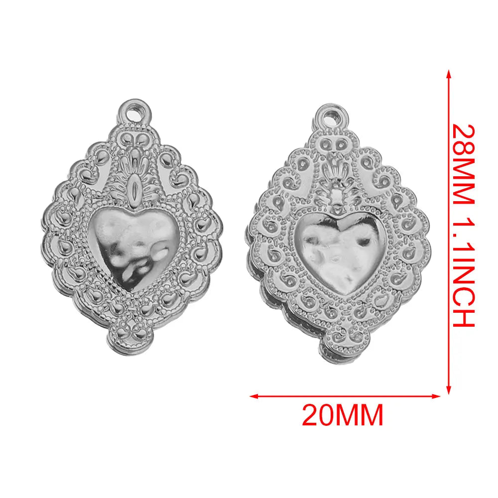 Gold Sacred Heart Charms for Jewelry Making