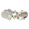 A set of various sized, reflective 3D acrylic mirror discs arranged in a cluster.