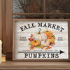 Rustic canvas wall art poster featuring pumpkins and corn maze illustrations for fall market decor