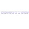 A row of twelve white performance masks for dance, cosplay, and Halloween