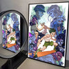 A framed canvas wall art featuring characters from Hunter x Hunter anime in dynamic poses and vibrant colors.