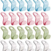 A collection of space-saving cascading hanger connector hooks in various pastel colors and finishes.