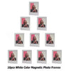 Ten white color magnetic photo frames displayed in a vertical arrangement.