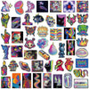 A collection of 20 colorful, psychedelic stickers featuring various animals and abstract designs.