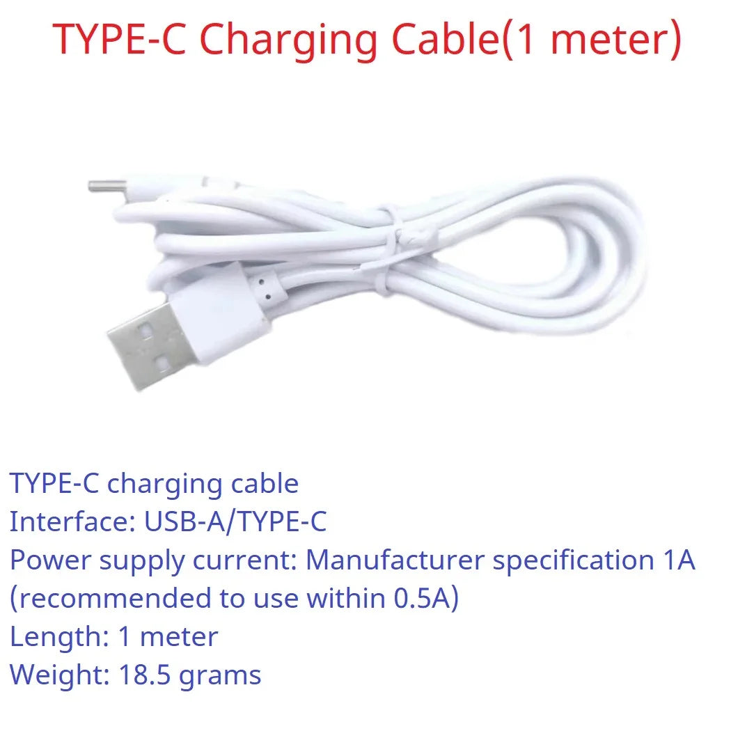 A white Type-C charging cable, 1 meter long, with a USB-A connector.