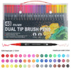 A set of 48 dual tip brush pens in various colors and sizes for art and design