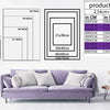 A purple wall art print featuring a funny Mona Lisa, displayed on a modern sofa.