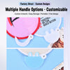 Multiple handle options customizable fabric hand fan with hanging chain in pink and blue colors