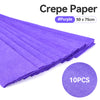 A stack of purple crepe paper sheets, 10 pieces, shown in a close-up view.