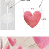 Pink heart-shaped fabric door curtain hanging with nylon rope and self-adhesive buckle