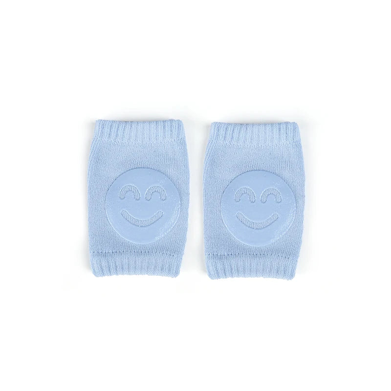 Pair of light blue comfortable knee pads for crawling infants