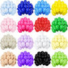 A collection of pastel party balloons in various shades including blue, pink, purple, red, green, and yellow.