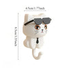 Cartoon Cat Adhesive Hooks – No-Damage Wall Hooks with Sunglasses Design