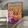 A colorful canvas wall art poster featuring a cartoon rabbit character inviting viewers to Fredbear's Family Diner.