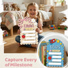 A wooden sign for a child's first day of school featuring a daisy bow and personalized text.