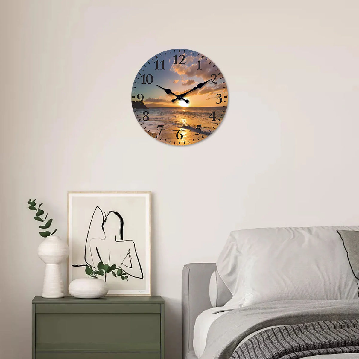 Wooden Patterned Wall Clock with Silent Quartz Movement