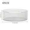 A clear acrylic cake display stand with a 6-inch diameter and 10.15cm height.