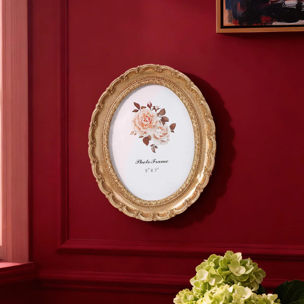 Vintage Resin Photo Frame with Golden Ornamental Details