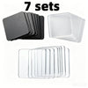 Seven sets of clear and black acrylic fridge magnets for crafting
