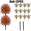 Red 12-piece set of artificial flowers for outdoor and indoor decoration