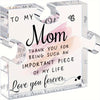 A clear acrylic puzzle-shaped plaque with pink watercolor text that reads Thank you for being such an important piece of my l