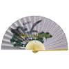 A large decorative Chinese theme wall fan featuring a dark bird design on a light gray background.