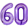 Purple foil number balloon shaped like 60 for birthday and anniversary celebrations