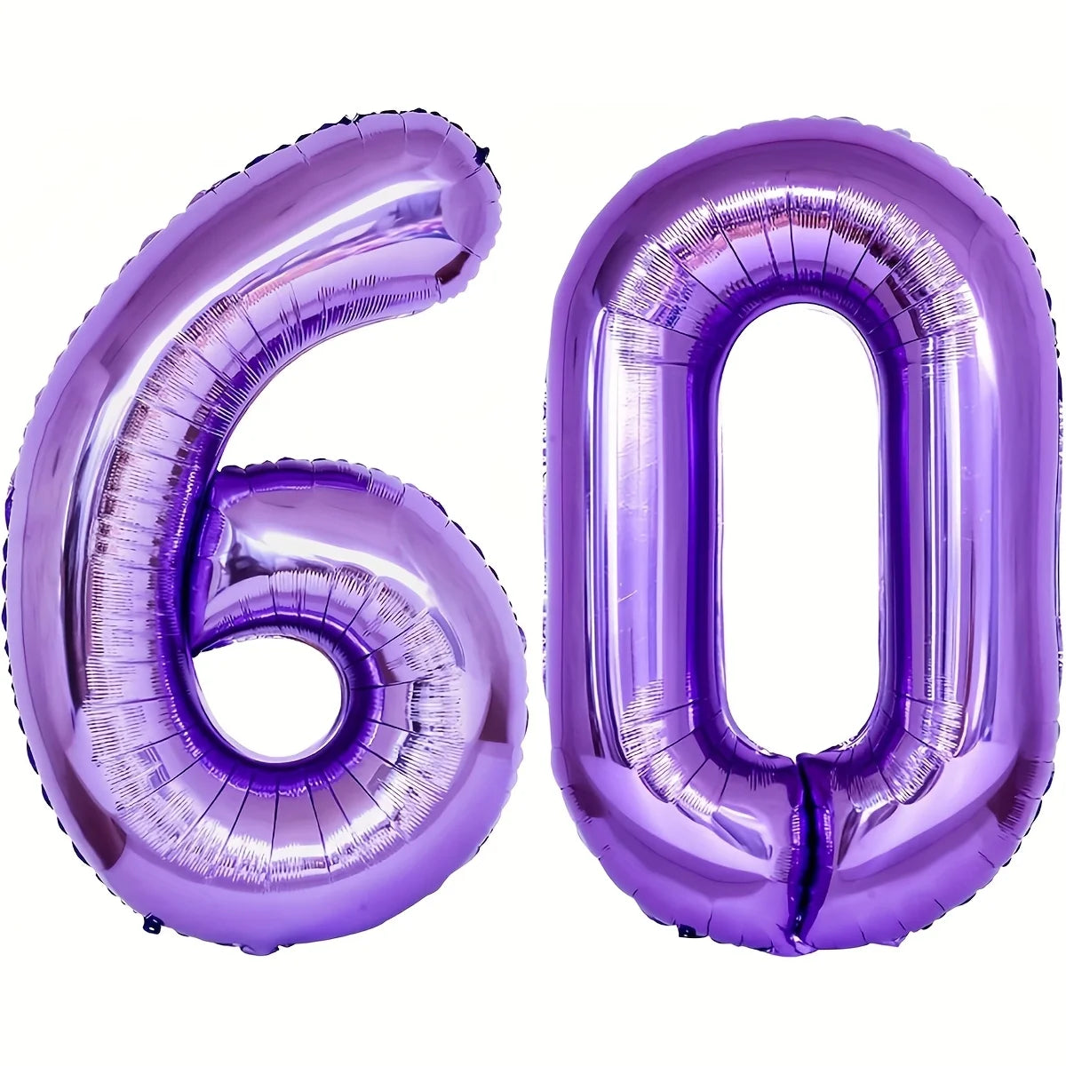 Purple foil number balloon shaped like 60 for birthday and anniversary celebrations