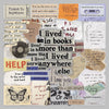 A collage of vintage English phrases and handwritten notes on various paper scraps.