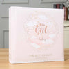 A pink photo travel album cover featuring a delicate floral wreath design and the text Its a Girl baby The Best Memory Growth